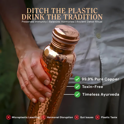 Ayurvedic pure copper Mavendi bottle from the Himalayas